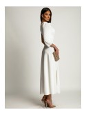 Maxi dress with an asymmetrical neckline, white AZR241089